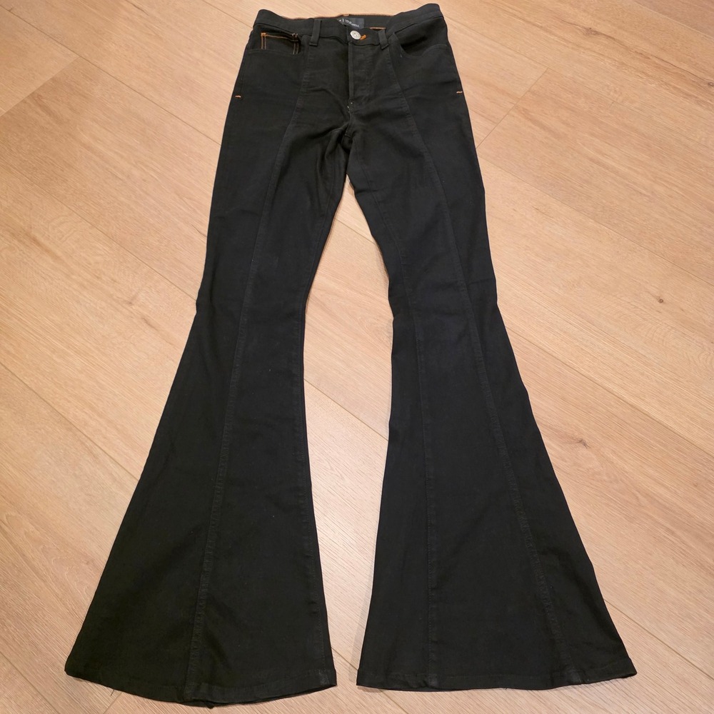3x1 Mimi Cuttrell High Rise Extreme Flare Jeans Tar Black Button Fly Size 27